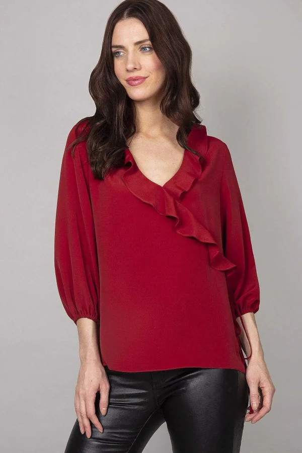 Rowen Avenue Frill Blouse In Burgundy*Women Tops & Blouses