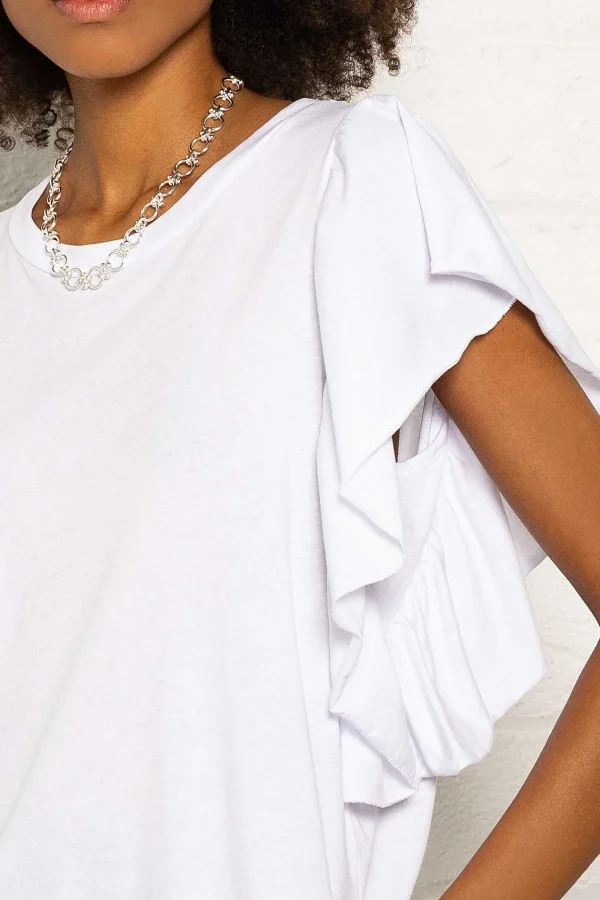 Pala D'oro Sport Frill Sleeve T-Shirt In White*Women Tops & Blouses