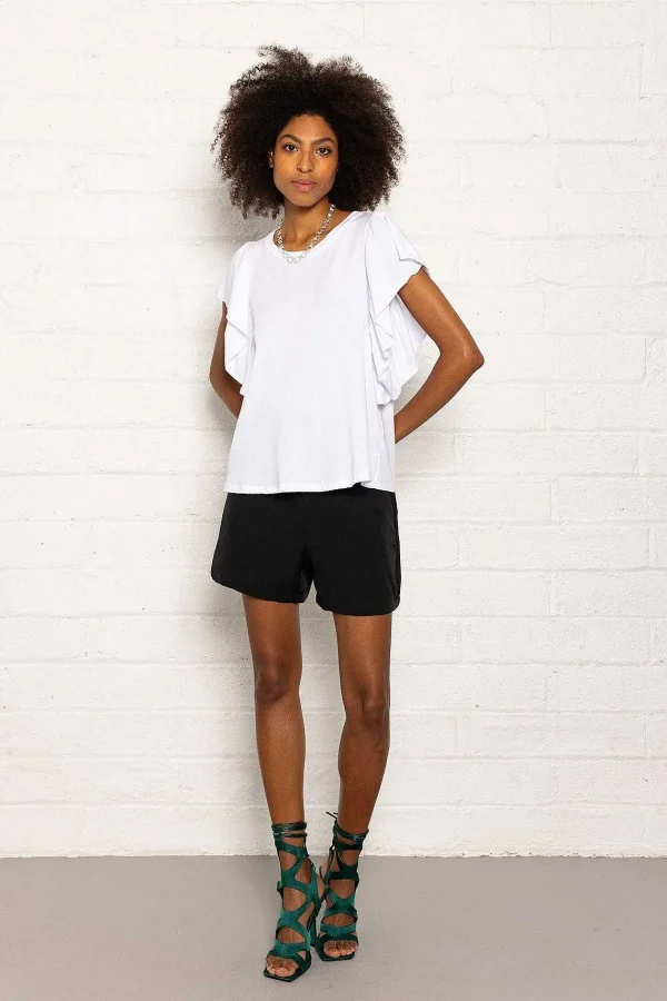 Pala D'oro Sport Frill Sleeve T-Shirt In White*Women Tops & Blouses