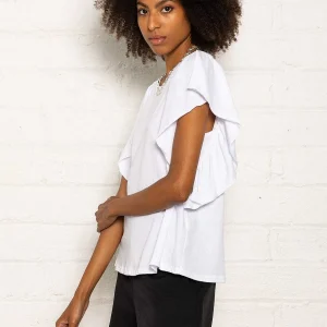 Pala D'oro Sport Frill Sleeve T-Shirt In White*Women Tops & Blouses