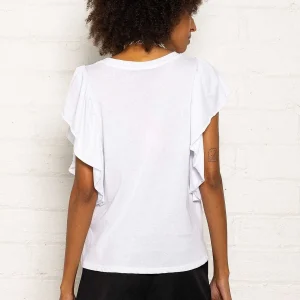 Pala D'oro Sport Frill Sleeve T-Shirt In White*Women Tops & Blouses