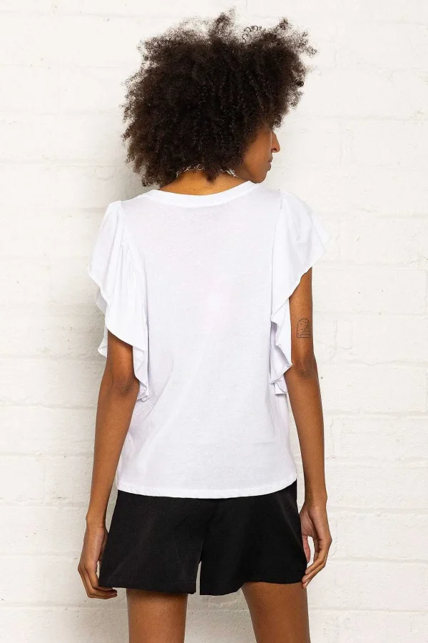 Pala D'oro Sport Frill Sleeve T-Shirt In White*Women Tops & Blouses
