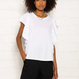 Pala D'oro Sport Frill Sleeve T-Shirt In White*Women Tops & Blouses