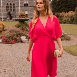 Rowen Avenue Fuchsia Angel Sleeve Dress* Sale Dresses