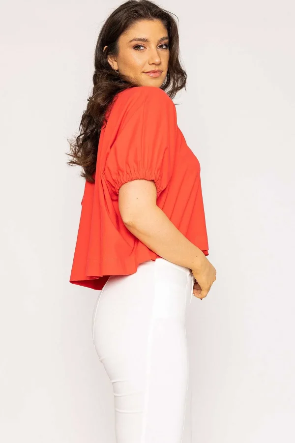 Peruzzi Gathered Cuff Top In Mandarin*Women Tops & Blouses