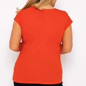Ulla Popken Gathered Hem Short Sleeve Top In Red*Women Tops & Blouses