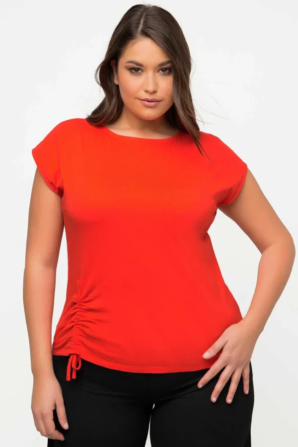 Ulla Popken Gathered Hem Short Sleeve Top In Red*Women Tops & Blouses