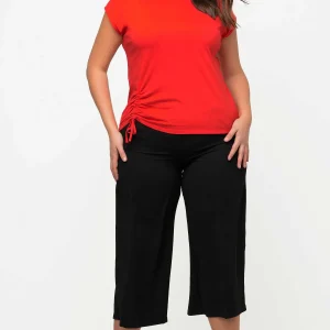 Ulla Popken Gathered Hem Short Sleeve Top In Red*Women Tops & Blouses
