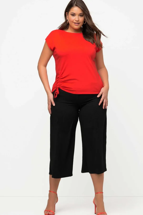 Ulla Popken Gathered Hem Short Sleeve Top In Red*Women Tops & Blouses