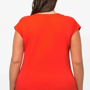 Ulla Popken Gathered Hem Short Sleeve Top In Red*Women Tops & Blouses