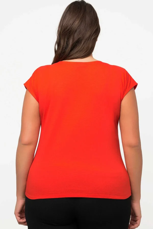 Ulla Popken Gathered Hem Short Sleeve Top In Red*Women Tops & Blouses