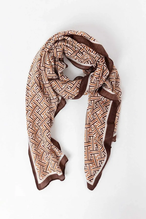Pala D'oro Accessories Geo Print Scarf In Coffee* Accessories