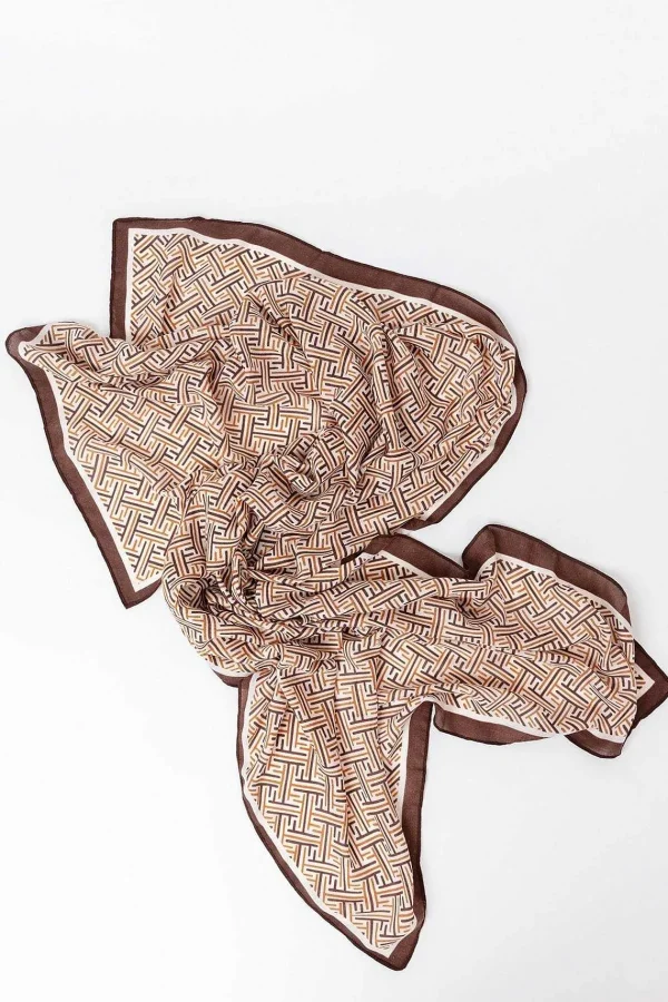 Pala D'oro Accessories Geo Print Scarf In Coffee* Accessories