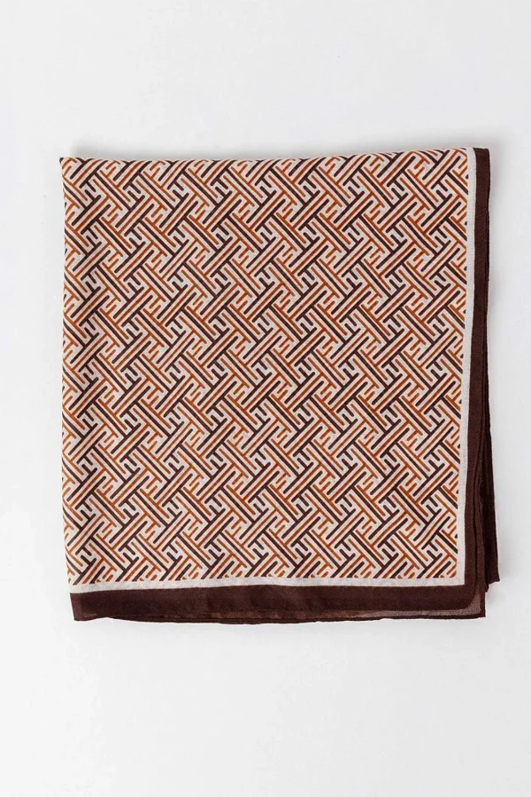 Pala D'oro Accessories Geo Print Scarf In Coffee* Accessories