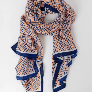 Pala D'oro Accessories Geo Print Scarf In Navy* Accessories