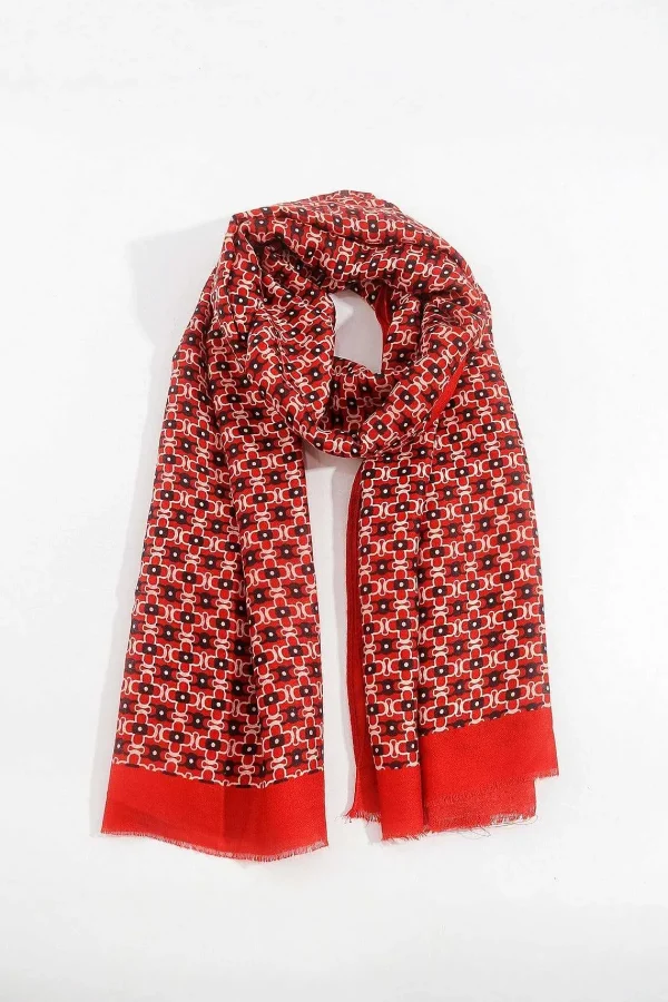 SOUL Accessories Geometric Print Scarf In Red* Accessories