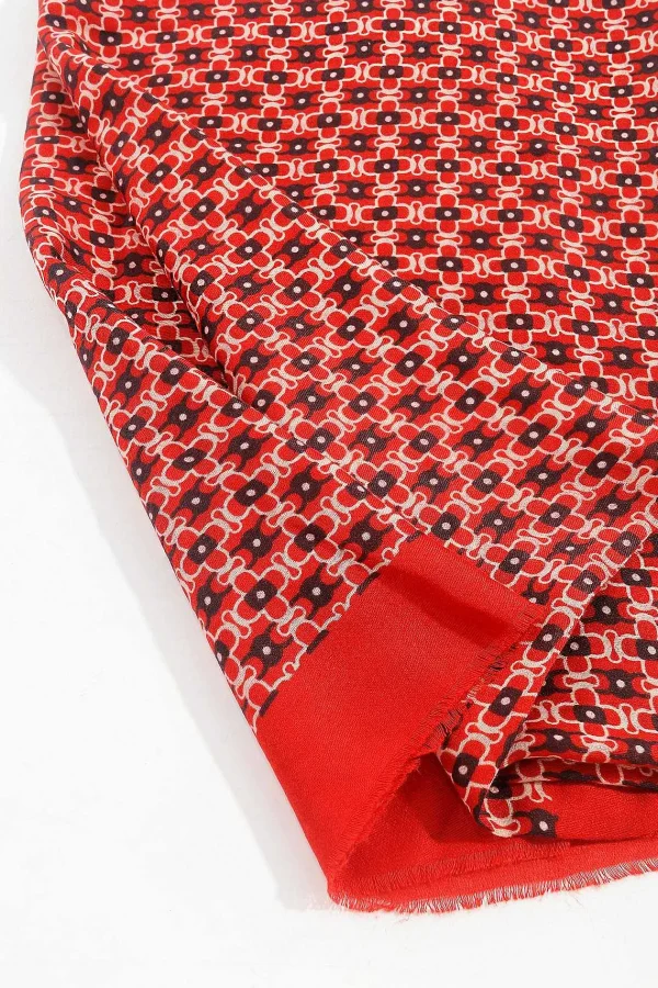SOUL Accessories Geometric Print Scarf In Red* Accessories