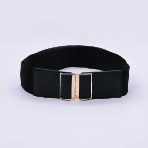 SOUL Accessories Gold Clasp Elastic Belt In Black* Belts