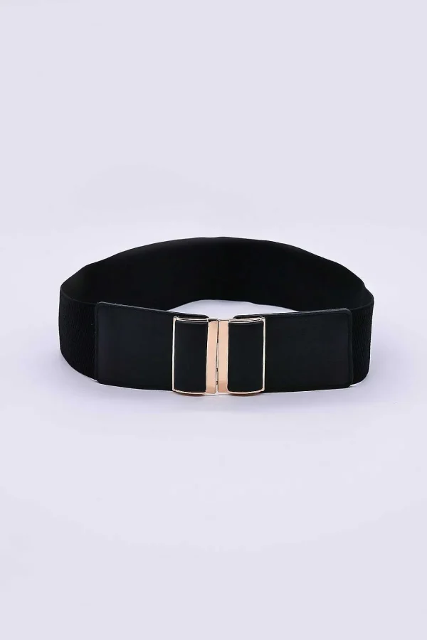 SOUL Accessories Gold Clasp Elastic Belt In Black* Belts