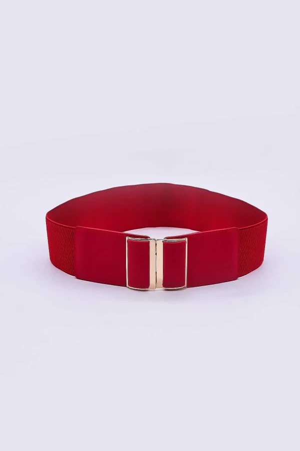 SOUL Accessories Gold Clasp Elastic Belt In Red* Belts