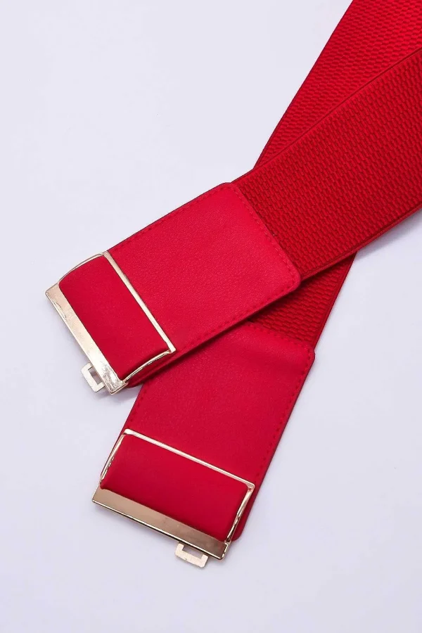 SOUL Accessories Gold Clasp Elastic Belt In Red* Belts