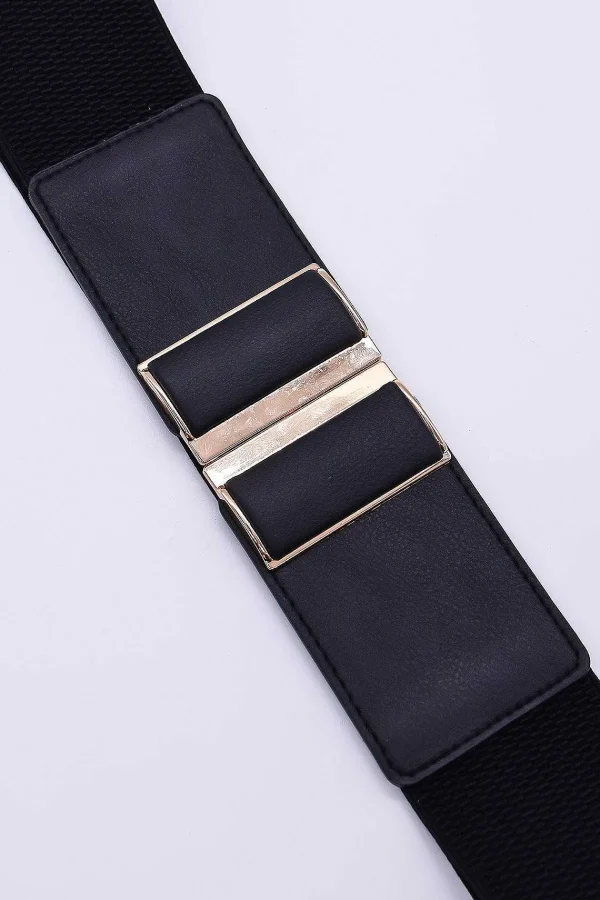SOUL Accessories Gold Clasp Elastic Belt In Black* Belts