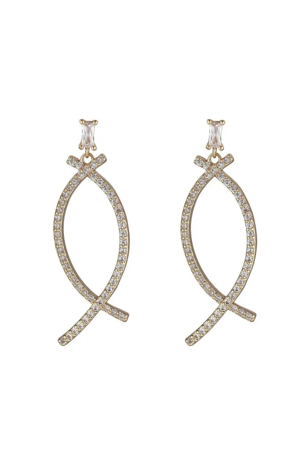 Knight & Day Gold Crescent Drop Earrings* Boxed Gifts