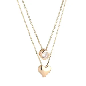 Knight & Day Gold Duo Heart & Solitaire Necklace* Boxed Gifts
