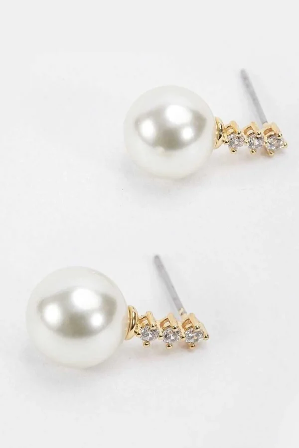 Soul Jewellery Gold Tone Diamante Pearl Earrings* Boxed Gifts