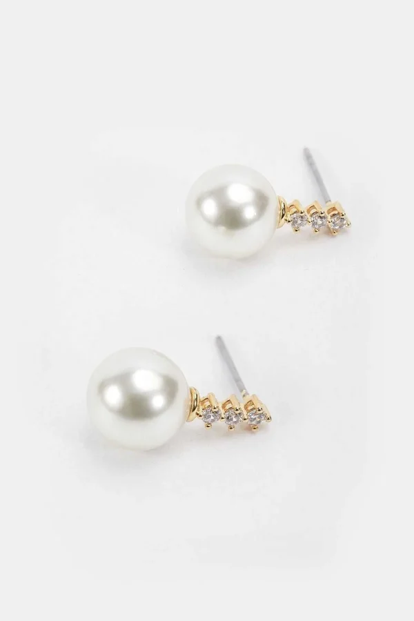 Soul Jewellery Gold Tone Diamante Pearl Earrings* Boxed Gifts