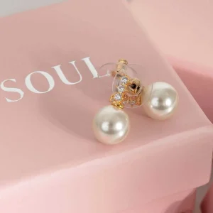 Soul Jewellery Gold Tone Diamante Pearl Earrings* Boxed Gifts