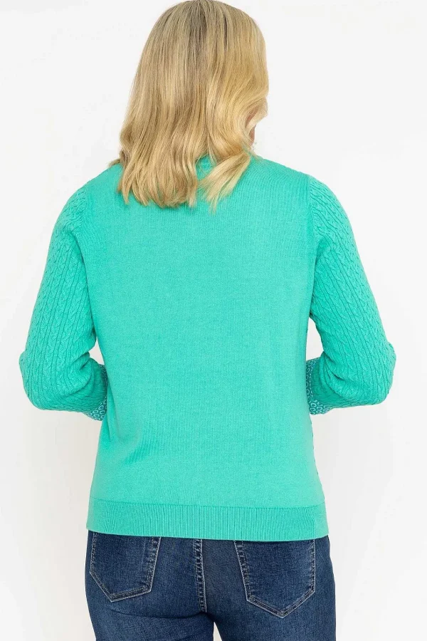 Voulez Vous Green Cable Knit Sweater With Shirt Collar*Women Jumpers & Cardigans