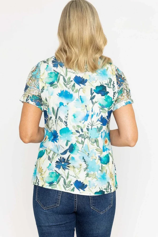 Voulez Vous Green Foil Print Top With Lace*Women Tops & Blouses