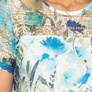 Voulez Vous Green Foil Print Top With Lace*Women Tops & Blouses