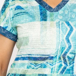 Voulez Vous Green Printed V Neck Burnout Top*Women Tops & Blouses