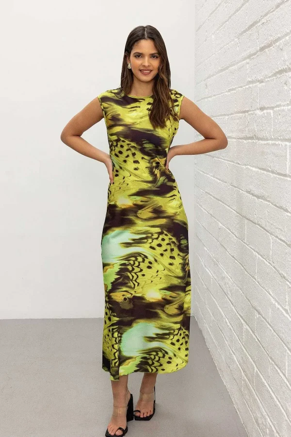 Pala D'oro Sport Green Printed Vanessa Midi Dress*Women Dresses & Jumpsuits
