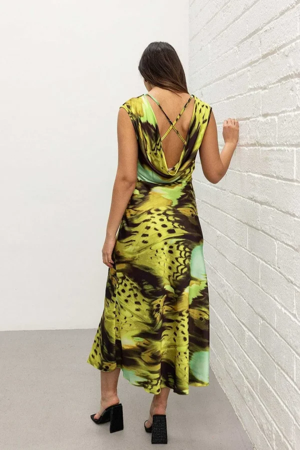 Pala D'oro Sport Green Printed Vanessa Midi Dress*Women Dresses & Jumpsuits