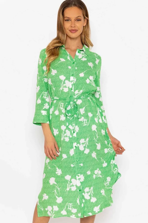 Rowen Avenue Green Printed Viscose Shirt Dress*Women Dresses & Jumpsuits