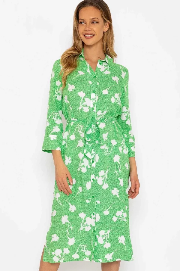 Rowen Avenue Green Printed Viscose Shirt Dress*Women Dresses & Jumpsuits
