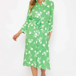 Rowen Avenue Green Printed Viscose Shirt Dress*Women Dresses & Jumpsuits