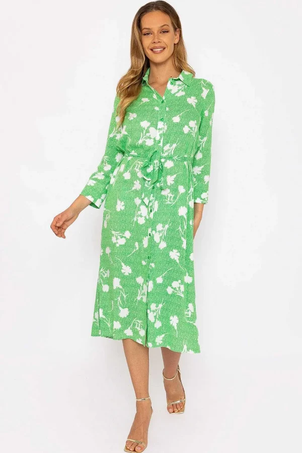 Rowen Avenue Green Printed Viscose Shirt Dress*Women Dresses & Jumpsuits