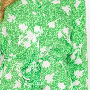 Rowen Avenue Green Printed Viscose Shirt Dress*Women Dresses & Jumpsuits