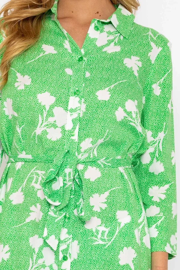 Rowen Avenue Green Printed Viscose Shirt Dress*Women Dresses & Jumpsuits