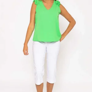 Rowen Avenue Green Sleeveless Ruffle Top*Women Tops & Blouses