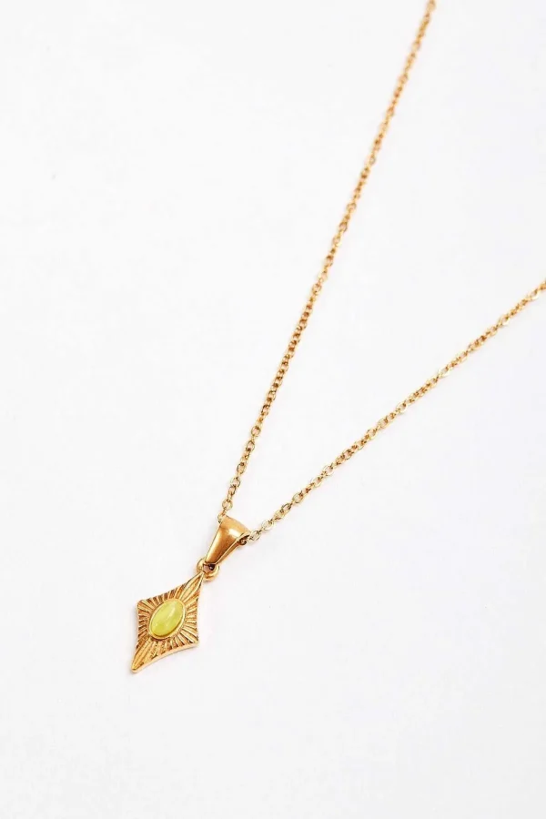 Joularie Green Stone Diamond Pendant Necklace* Boxed Gifts