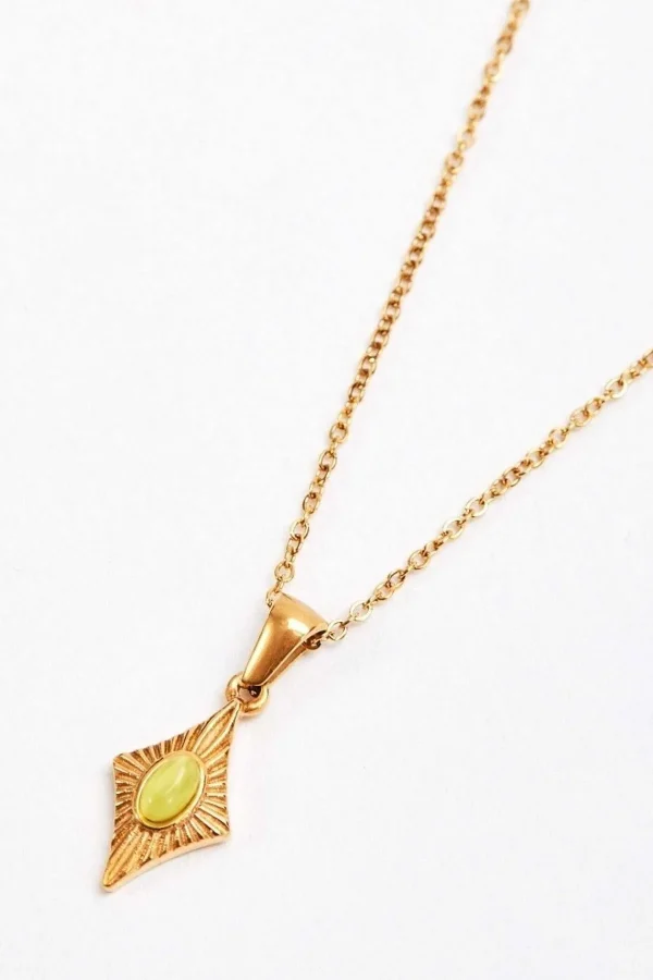 Joularie Green Stone Diamond Pendant Necklace* Boxed Gifts