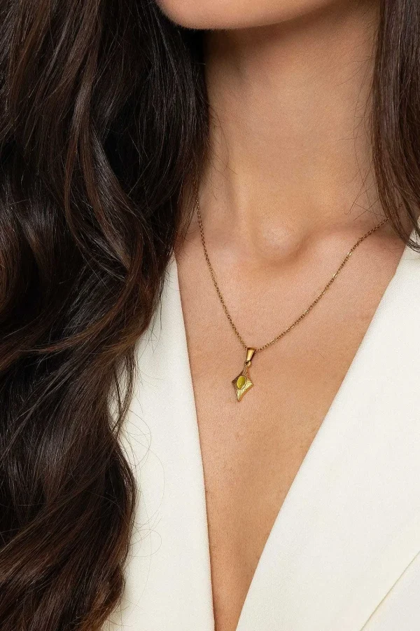 Joularie Green Stone Diamond Pendant Necklace* Boxed Gifts