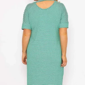 Ulla Popken Green Striped Jersey Dress*Women Dresses & Jumpsuits