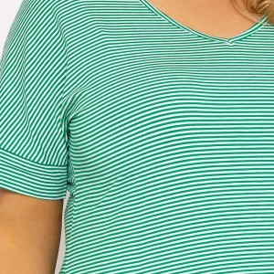 Ulla Popken Green Striped Jersey Dress*Women Dresses & Jumpsuits
