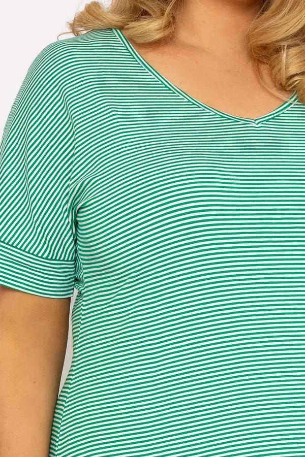 Ulla Popken Green Striped Jersey Dress*Women Dresses & Jumpsuits